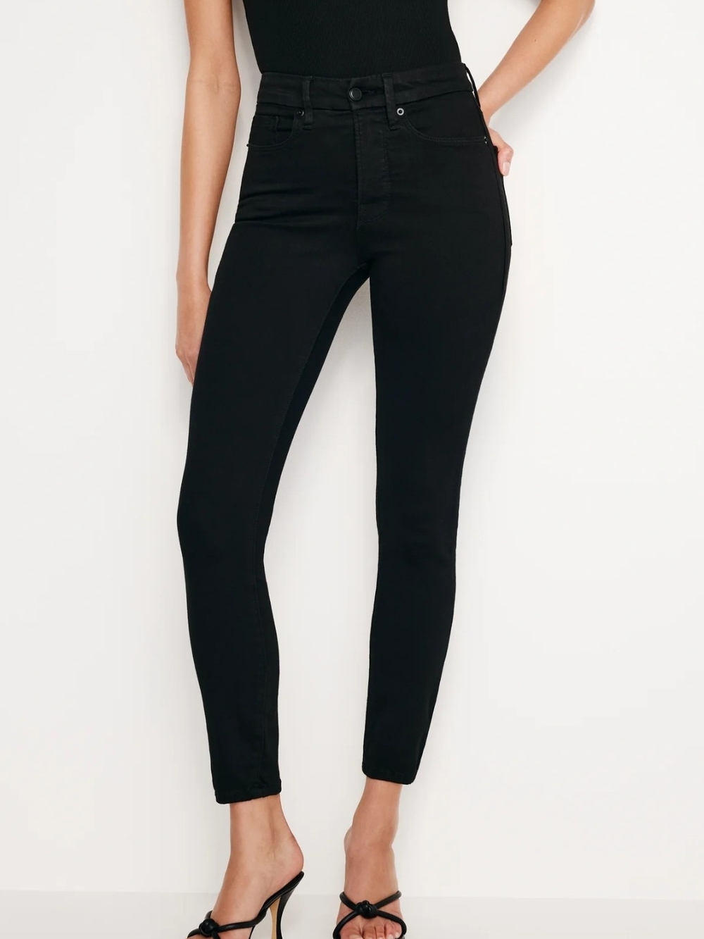 Good American Black High-Rise Skinny Jeans
